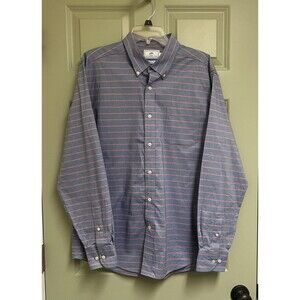 SOUTHERN TIDE Shirt Men's Large Blue Pink Stripe Button Down Trim FIt LS Cotton